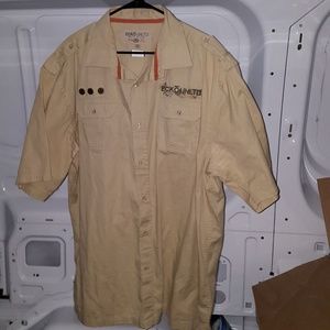Ecko Unltd Mens 3XL SS Button Khaki Safari Shirt